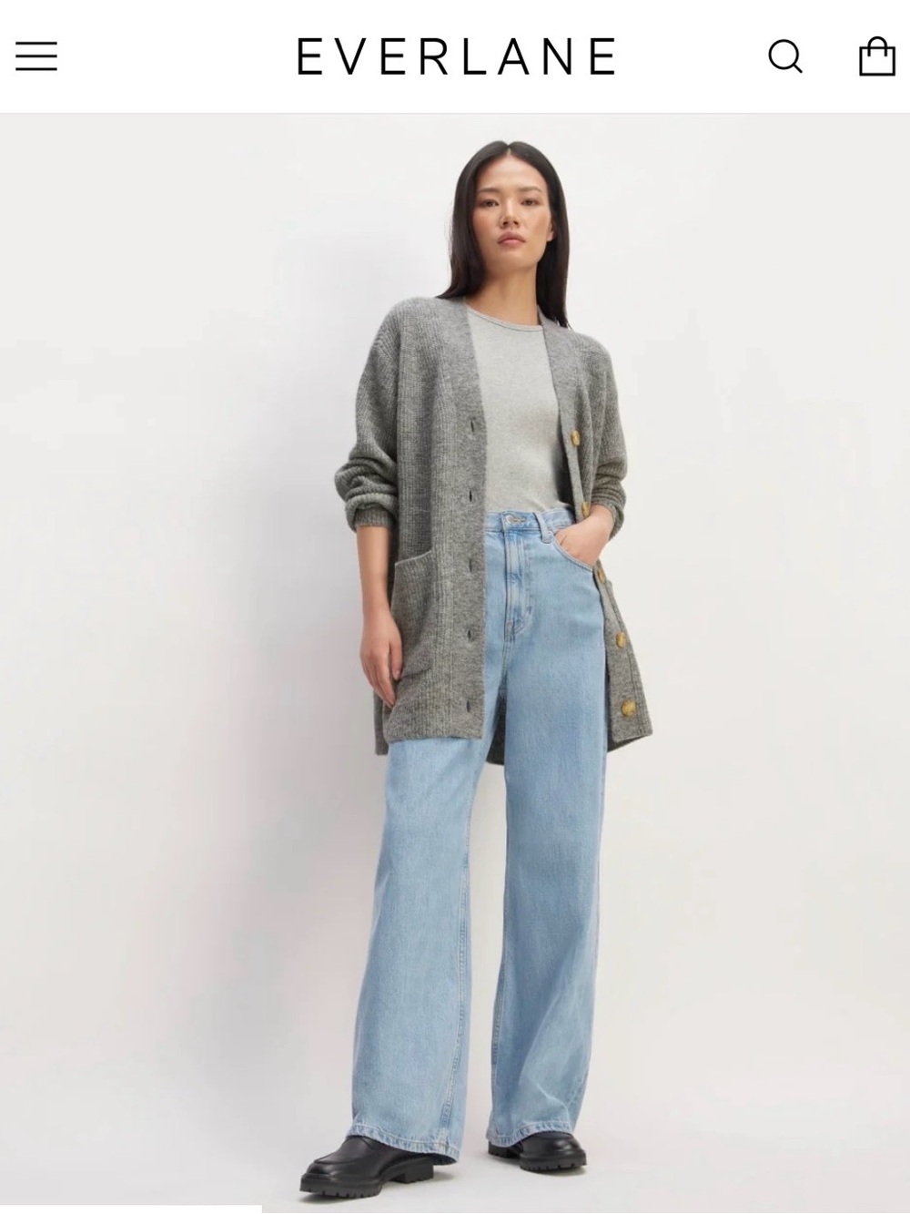 Everlane Oversized Alpaca Button Cardigan - Heathered Gray XS